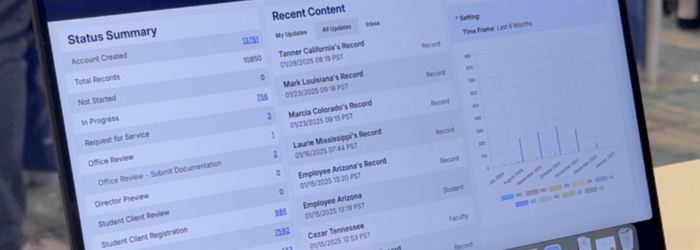 screenshot of Orchestrate AMS being demonstrated on a laptop